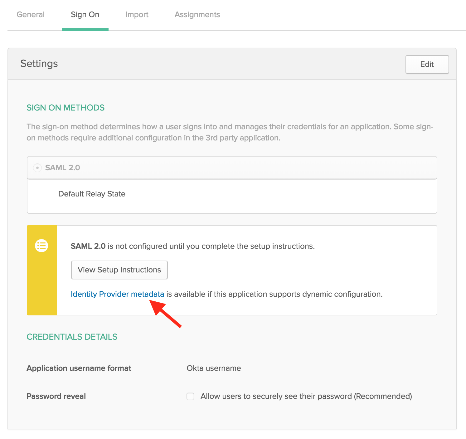 Get OKTA IDP SAML configuration