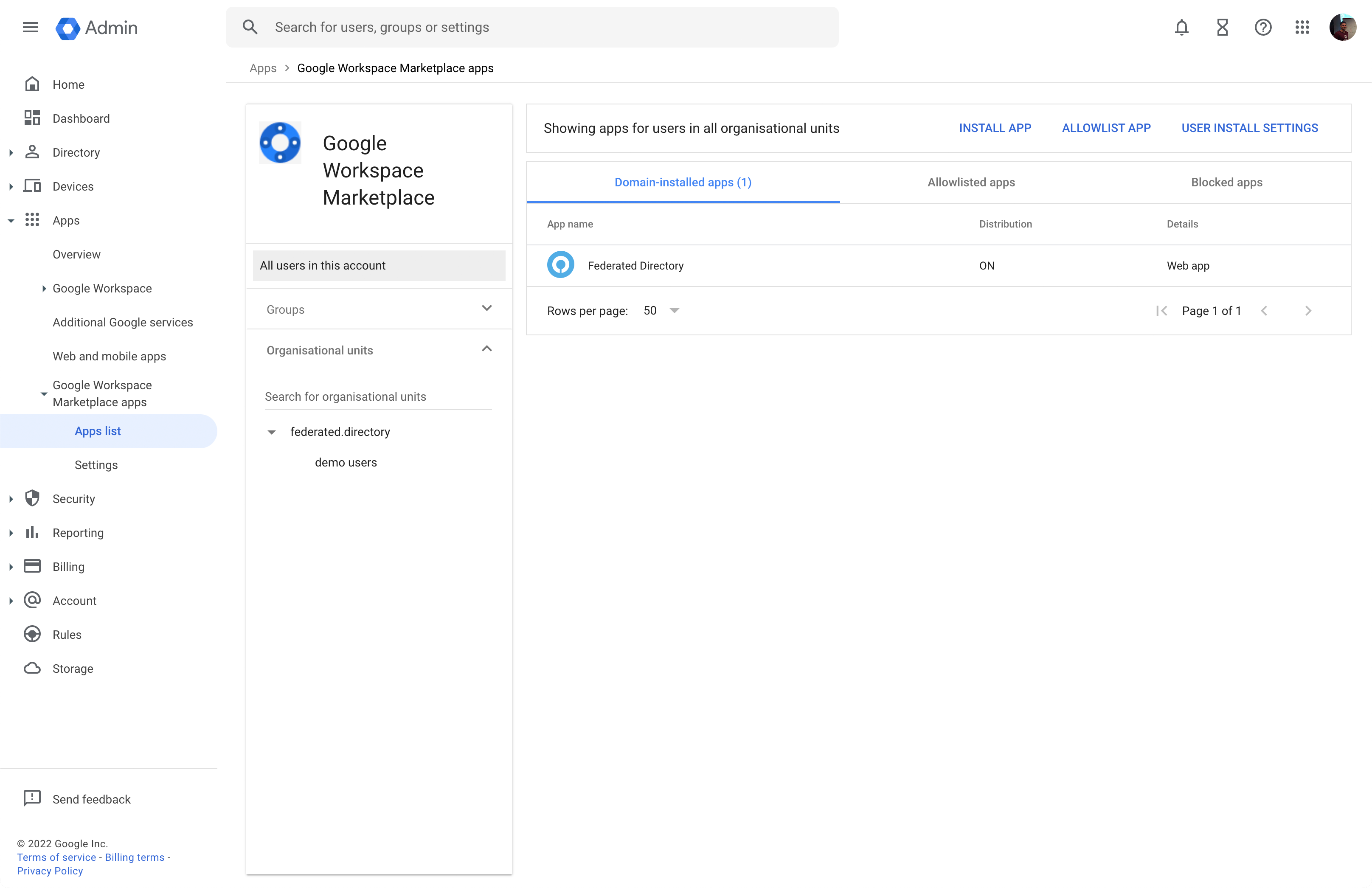 Federated Directory sign in