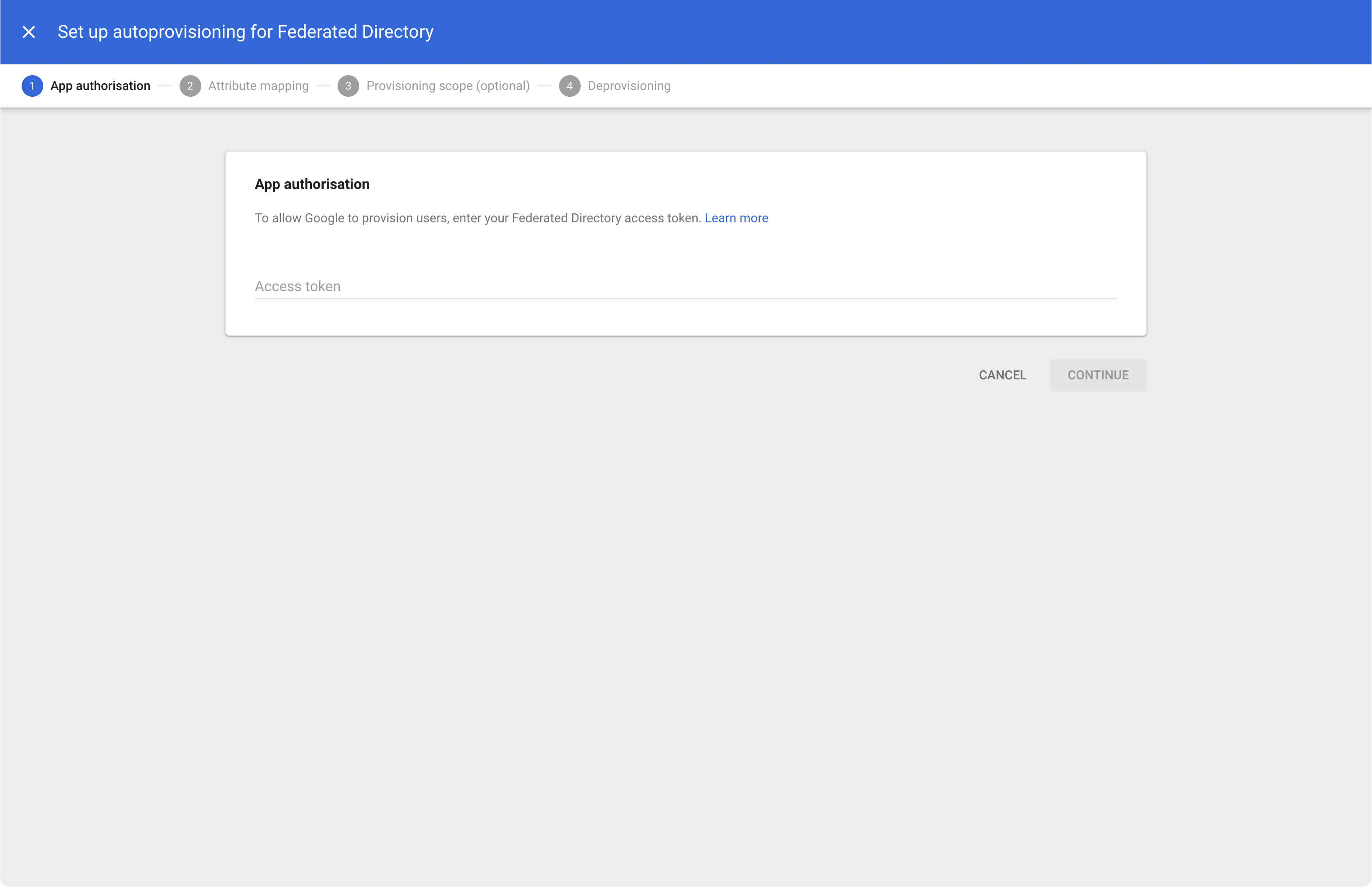 Federated Directory edit screen