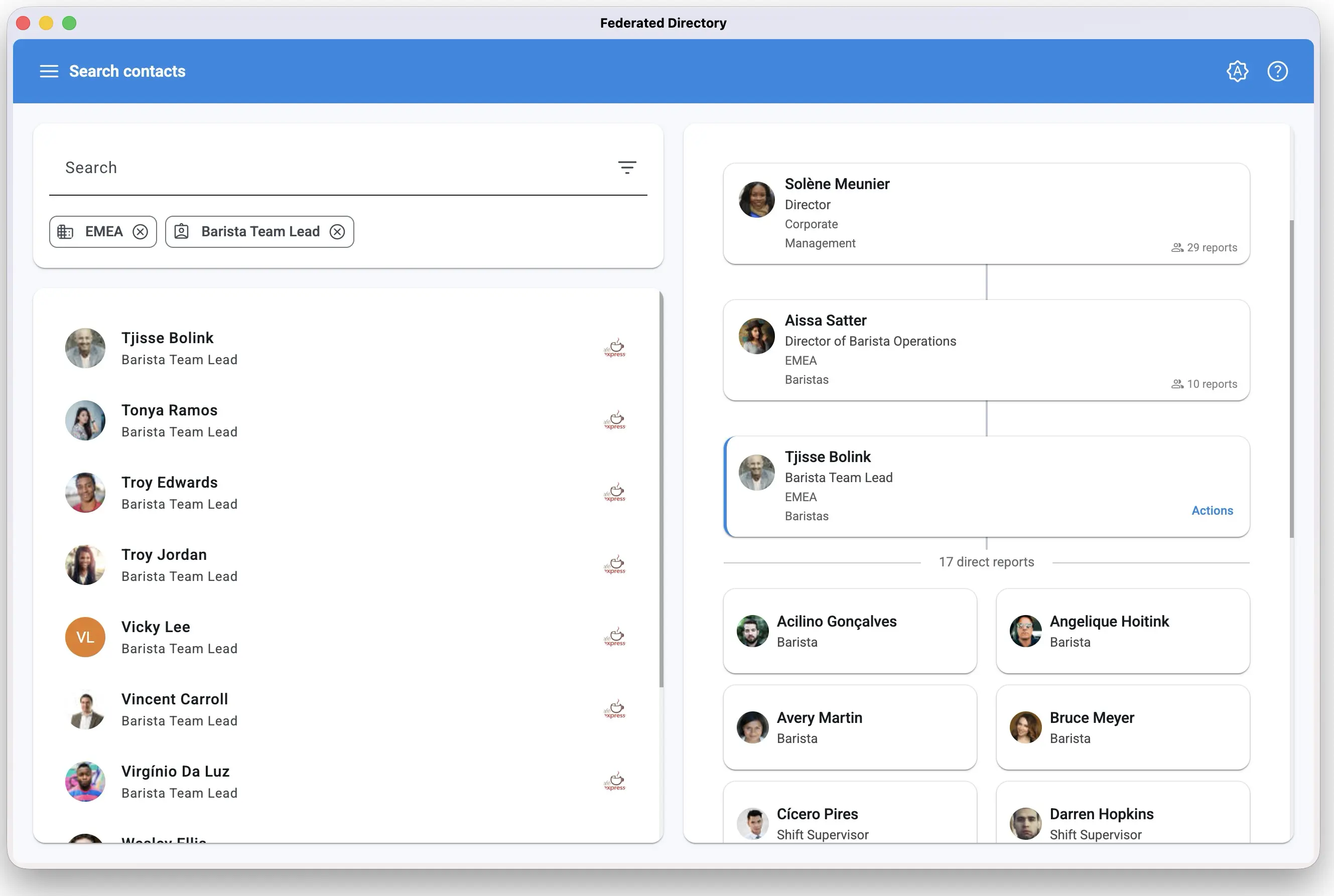 Interactive Org Chart inside Federated Directory
